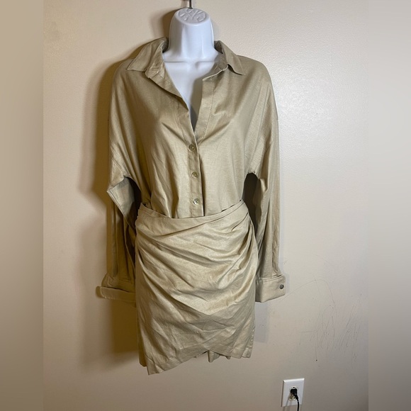 L'Academie Revolve Women The Mae Mini Dress in Oatmeal small NWT - Picture 8 of 9